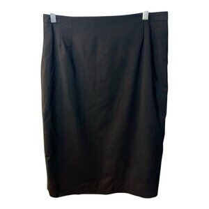 MM Lafleur Wool Blend Knee Length Straight Pencil Skirt Size 6 Black NWT